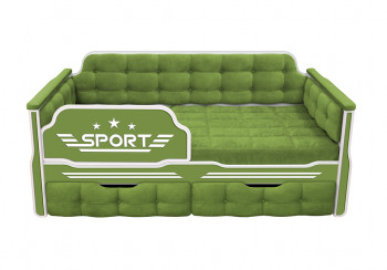 Кровать 170 серии Спорт 2 ящика 76 Зелёный (мягкие боковые накладки) в Ленинском - leninskoe.mebel54.com | фото