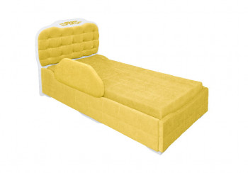 Кровать 190 Атлет Lux 74 Жёлтый (мягкий бортик) в Ленинском - leninskoe.mebel54.com | фото