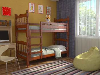 Кровать двухъярусная Соня из массива сосны 800*1890 Орех в Ленинском - leninskoe.mebel54.com | фото