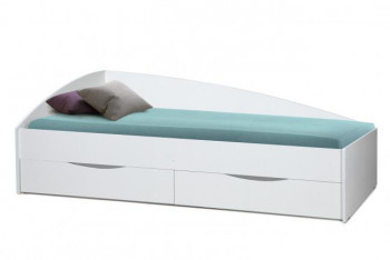 Кровать одинарная "Фея - 3" (асимметричная) (2000х900) New/(белый / белый / ДВПО белый) в Ленинском - leninskoe.mebel54.com | фото