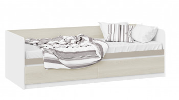 Кровать «Сканди» с 2 ящиками Дуб Гарден/Белый/Глиняный серый в Ленинском - leninskoe.mebel54.com | фото