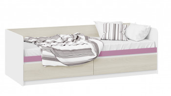 Кровать «Сканди» с 2 ящиками Дуб Гарден/Белый/Лиловый в Ленинском - leninskoe.mebel54.com | фото