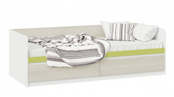 Кровать «Сканди» с 2 ящиками Дуб Гарден/Белый/Зеленый в Ленинском - leninskoe.mebel54.com | фото