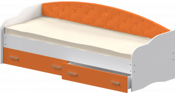 Кровать Софа-7 с мягкой спинкой (800х1900) Белый/Оранжевый в Ленинском - leninskoe.mebel54.com | фото