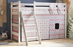 Кровать Соня вариант 6 полувысокая с наклонной лестницей Белый полупрозрачный в Ленинском - leninskoe.mebel54.com | фото