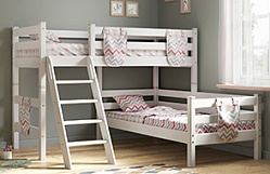 Кровать Соня вариант 8 угловая с наклонной лестницей Белый полупрозрачный в Ленинском - leninskoe.mebel54.com | фото