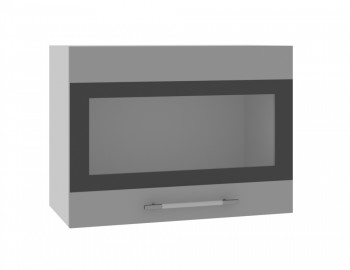 Норд ШВГС 600 Шкаф верхний горизонтальный со стеклом (Софт черный/корпус Белый) в Ленинском - leninskoe.mebel54.com | фото