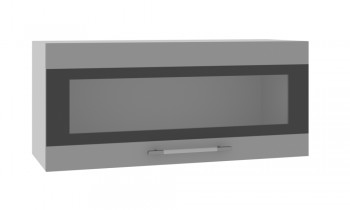 Норд ШВГС 800 Шкаф верхний горизонтальный со стеклом (Софт черный/корпус Белый) в Ленинском - leninskoe.mebel54.com | фото