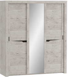 Шкаф трехдверный Соренто с раздвижными дверями Дуб бонифаций/Кофе структурный матовый в Ленинском - leninskoe.mebel54.com | фото