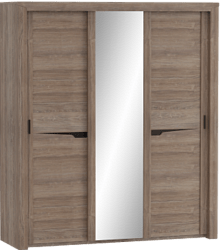 Шкаф трехдверный Соренто с раздвижными дверями Дуб стирлинг/Кофе структурный матовый в Ленинском - leninskoe.mebel54.com | фото